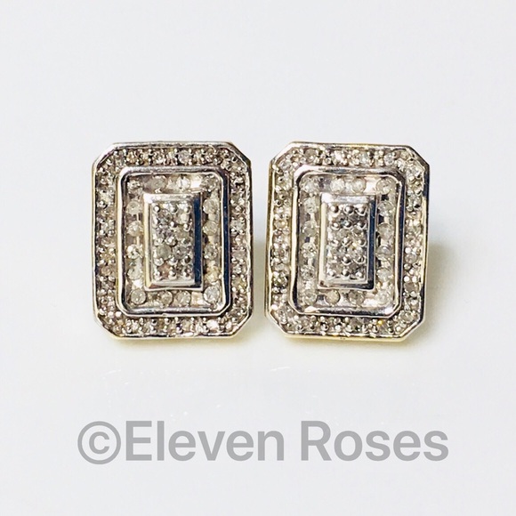 Art Deco 10k Gold Diamond Earrings - Picture 7 of 7